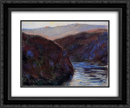 The Creuse Valley, Evening Effect 24x20 Black Ornate Wood Framed Art Print Poster with Double Matting by Monet, Claude
