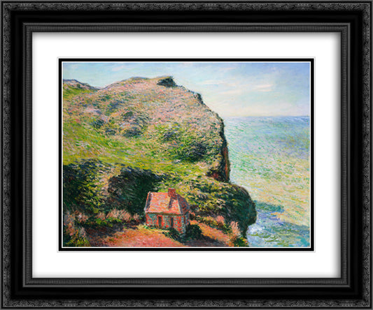 The Custom`s House 24x20 Black Ornate Wood Framed Art Print Poster with Double Matting by Monet, Claude