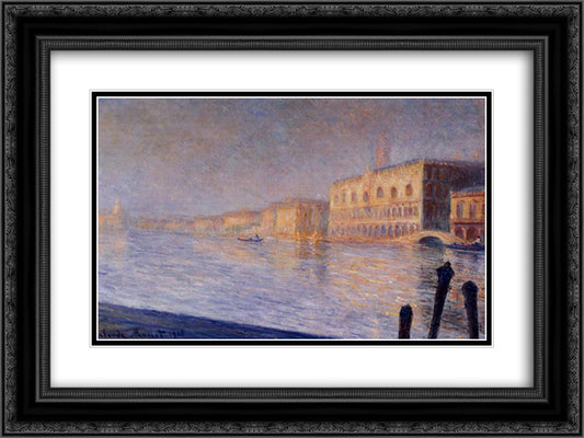 The Doges' Palace 24x18 Black Ornate Wood Framed Art Print Poster with Double Matting by Monet, Claude