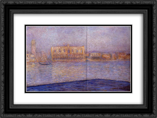 The Doges' Palace Seen from San Giorgio Maggiore 3 24x18 Black Ornate Wood Framed Art Print Poster with Double Matting by Monet, Claude