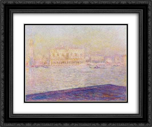 The Doges' Palace Seen from San Giorgio Maggiore 4 24x20 Black Ornate Wood Framed Art Print Poster with Double Matting by Monet, Claude