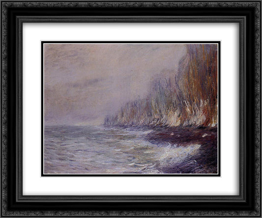The Effect of Fog near Dieppe 24x20 Black Ornate Wood Framed Art Print Poster with Double Matting by Monet, Claude
