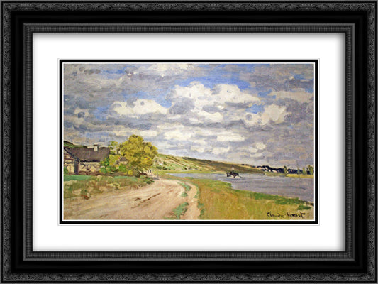 The Estuary of the Siene 24x18 Black Ornate Wood Framed Art Print Poster with Double Matting by Monet, Claude
