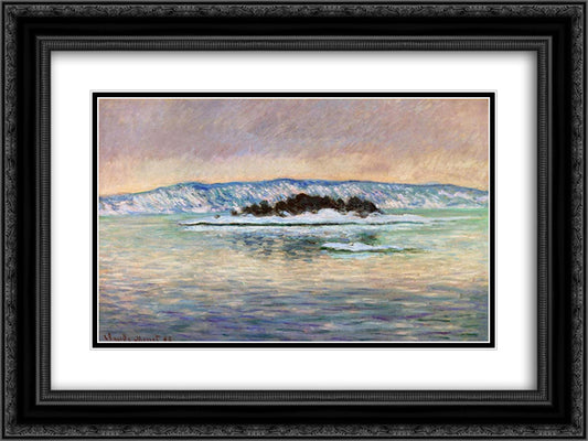The Fjord, near Christiania 24x18 Black Ornate Wood Framed Art Print Poster with Double Matting by Monet, Claude