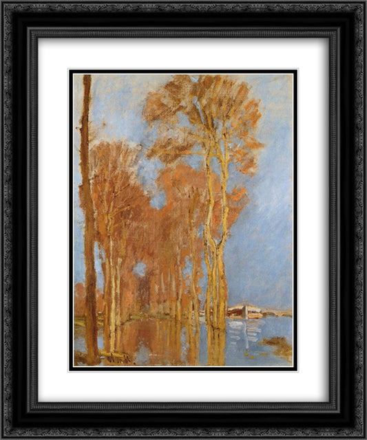 The Flood 20x24 Black Ornate Wood Framed Art Print Poster with Double Matting by Monet, Claude