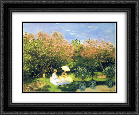 The Garden 24x20 Black Ornate Wood Framed Art Print Poster with Double Matting by Monet, Claude