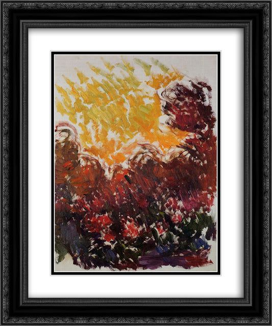 The Garden at Giverny 20x24 Black Ornate Wood Framed Art Print Poster with Double Matting by Monet, Claude