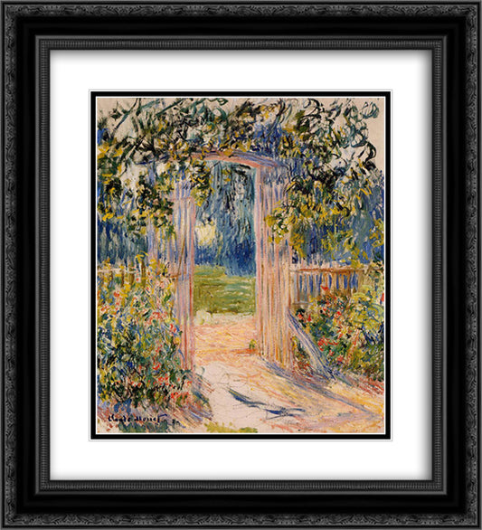 The Garden Gate 20x22 Black Ornate Wood Framed Art Print Poster with Double Matting by Monet, Claude
