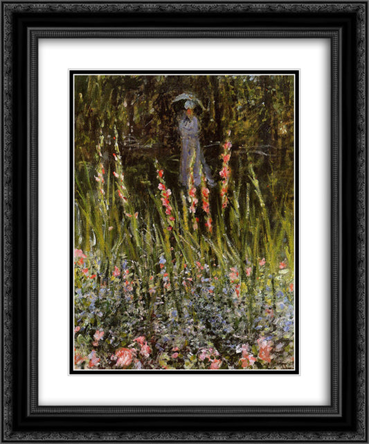 The Garden Gate at Vetheuil 20x24 Black Ornate Wood Framed Art Print Poster with Double Matting by Monet, Claude
