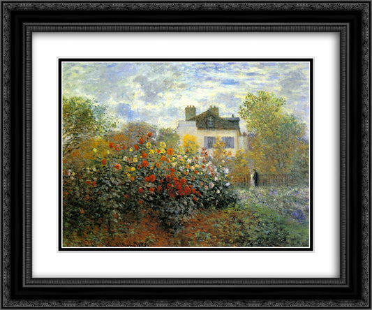 The Garden of Monet at Argenteuil 24x20 Black Ornate Wood Framed Art Print Poster with Double Matting by Monet, Claude