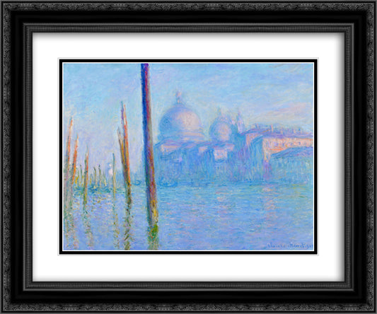 The Grand Canal, Venice 24x20 Black Ornate Wood Framed Art Print Poster with Double Matting by Monet, Claude