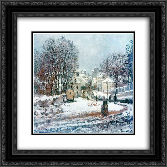 The Grand Street Entering to Argenteuil, Winter 20x20 Black Ornate Wood Framed Art Print Poster with Double Matting by Monet, Claude