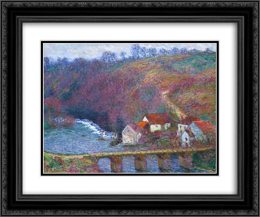The Grande Creuse by the Bridge at Vervy 24x20 Black Ornate Wood Framed Art Print Poster with Double Matting by Monet, Claude