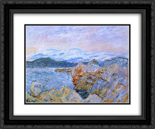The Gulf Juan at Antibes 24x20 Black Ornate Wood Framed Art Print Poster with Double Matting by Monet, Claude