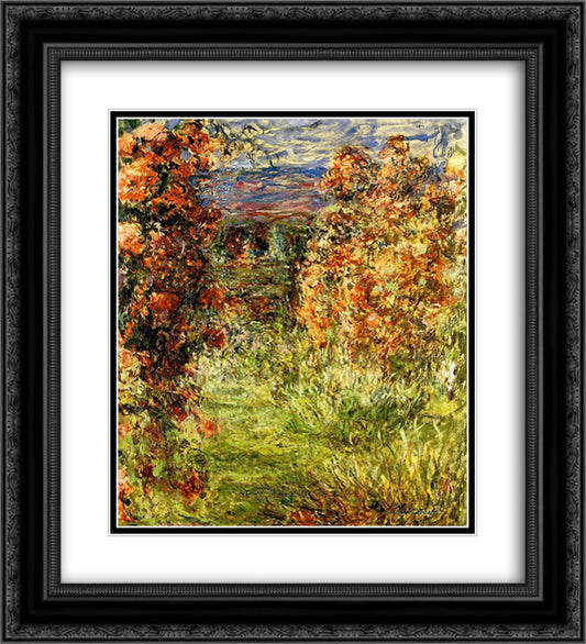 The House among the Roses 2 20x22 Black Ornate Wood Framed Art Print Poster with Double Matting by Monet, Claude