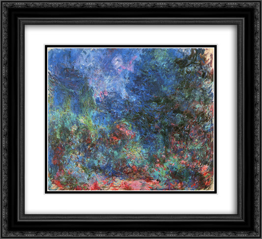 The House at Giverny Viewed from the Rose Garden 22x20 Black Ornate Wood Framed Art Print Poster with Double Matting by Monet, Claude