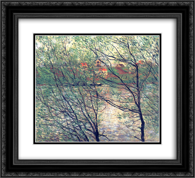 The Isle Grande-Jatte 22x20 Black Ornate Wood Framed Art Print Poster with Double Matting by Monet, Claude