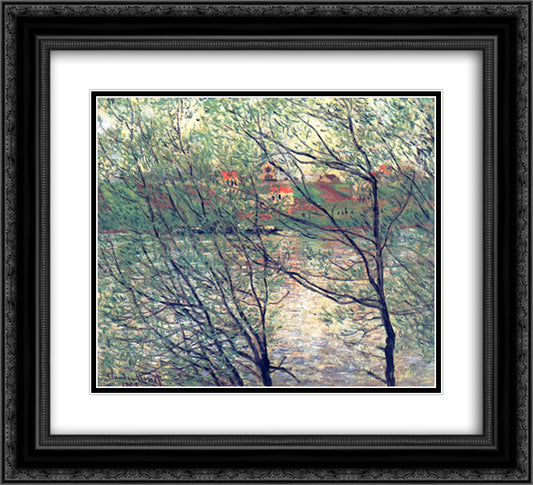 The Isle Grande-Jatte 22x20 Black Ornate Wood Framed Art Print Poster with Double Matting by Monet, Claude