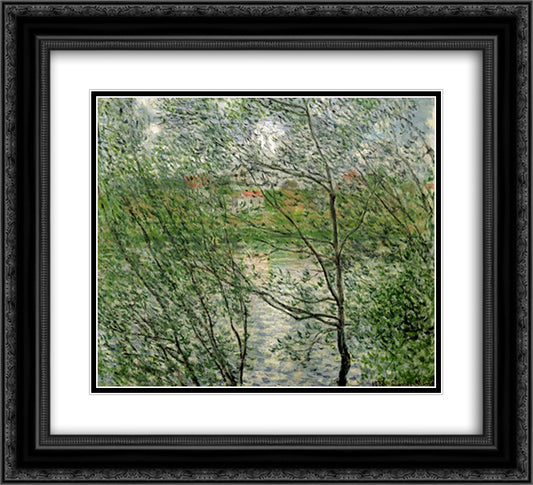 The Isle Grande-Jatte on the Siene 22x20 Black Ornate Wood Framed Art Print Poster with Double Matting by Monet, Claude
