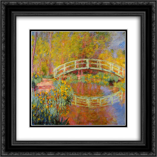The Japanese Bridge (The Bridge in Monet's Garden) 20x20 Black Ornate Wood Framed Art Print Poster with Double Matting by Monet, Claude