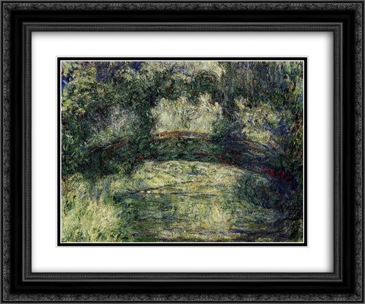 The Japanese Bridge 10 24x20 Black Ornate Wood Framed Art Print Poster with Double Matting by Monet, Claude