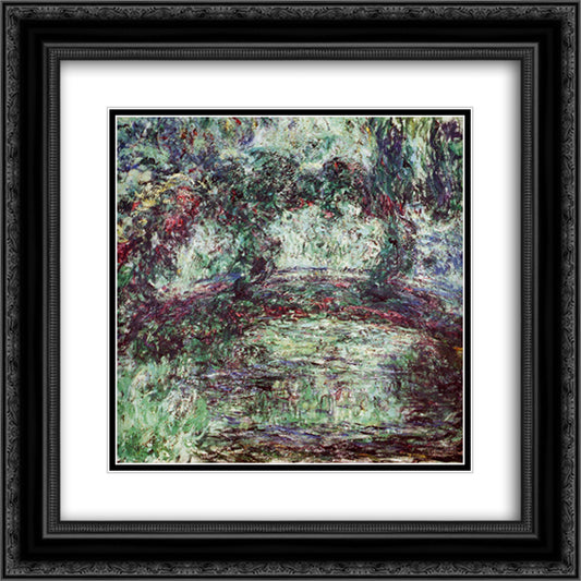 The Japanese Bridge 2 20x20 Black Ornate Wood Framed Art Print Poster with Double Matting by Monet, Claude