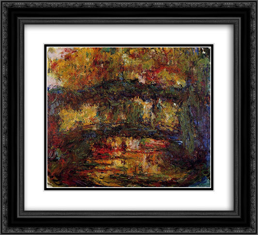 The Japanese Bridge 4 22x20 Black Ornate Wood Framed Art Print Poster with Double Matting by Monet, Claude