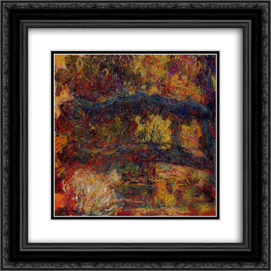 The Japanese Bridge 5 20x20 Black Ornate Wood Framed Art Print Poster with Double Matting by Monet, Claude