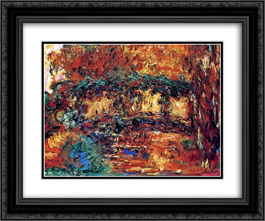 The Japanese Bridge 7 24x20 Black Ornate Wood Framed Art Print Poster with Double Matting by Monet, Claude