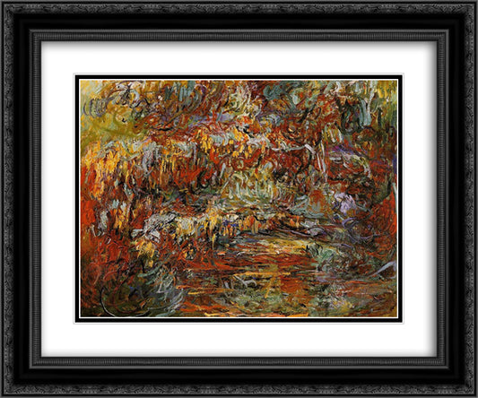 The Japanese Bridge 8 24x20 Black Ornate Wood Framed Art Print Poster with Double Matting by Monet, Claude