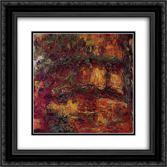 The Japanese Bridge at Giverny 20x20 Black Ornate Wood Framed Art Print Poster with Double Matting by Monet, Claude