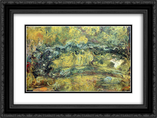 The Japanis Bridge (Footbridge over the Water-Lily Pond) 24x18 Black Ornate Wood Framed Art Print Poster with Double Matting by Monet, Claude