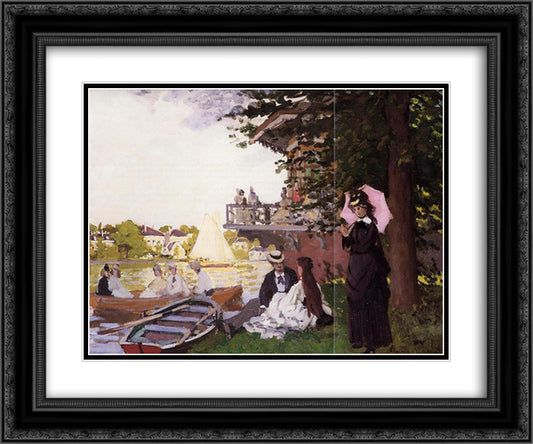 The Landing State 24x20 Black Ornate Wood Framed Art Print Poster with Double Matting by Monet, Claude