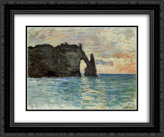 The Manneport, Cliff at Etretat 24x20 Black Ornate Wood Framed Art Print Poster with Double Matting by Monet, Claude