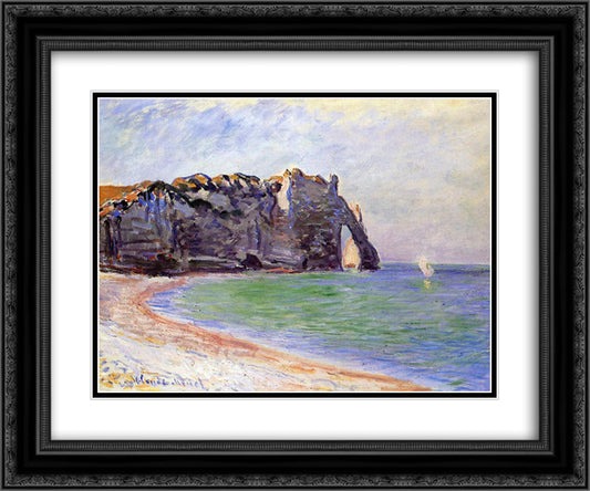 The Manneport, Etretat, the Porte d'Aval 24x20 Black Ornate Wood Framed Art Print Poster with Double Matting by Monet, Claude