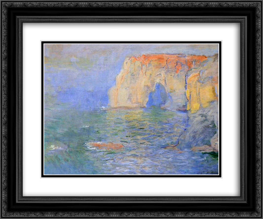 The Manneport, Reflections of Water 24x20 Black Ornate Wood Framed Art Print Poster with Double Matting by Monet, Claude