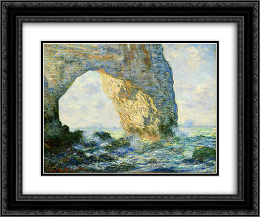 The Manneport, Rock Arch West of Etretat 24x20 Black Ornate Wood Framed Art Print Poster with Double Matting by Monet, Claude