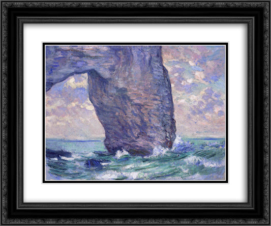 The Manneport, Seen from Below 24x20 Black Ornate Wood Framed Art Print Poster with Double Matting by Monet, Claude