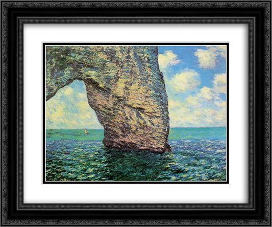 The Manneport at High Tide 24x20 Black Ornate Wood Framed Art Print Poster with Double Matting by Monet, Claude