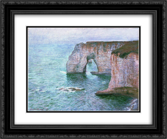 The Manneport Seen from the East 24x20 Black Ornate Wood Framed Art Print Poster with Double Matting by Monet, Claude