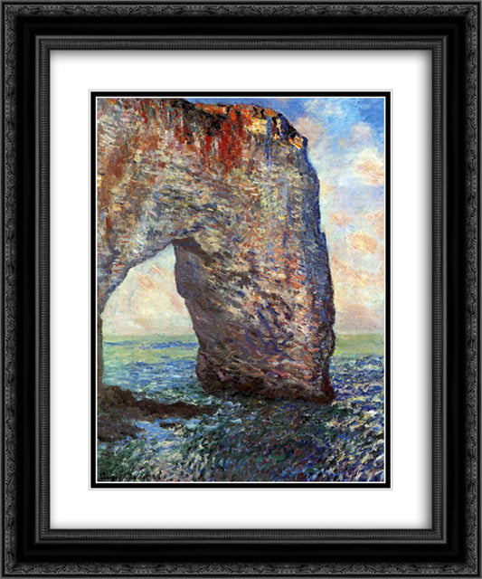 The Mannerport near Etretat 20x24 Black Ornate Wood Framed Art Print Poster with Double Matting by Monet, Claude