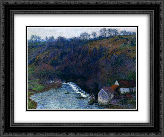 The Mill at Vervy 24x20 Black Ornate Wood Framed Art Print Poster with Double Matting by Monet, Claude