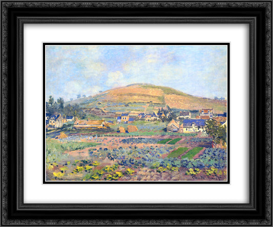 The Mount Riboudet in Rouen at Spring 24x20 Black Ornate Wood Framed Art Print Poster with Double Matting by Monet, Claude
