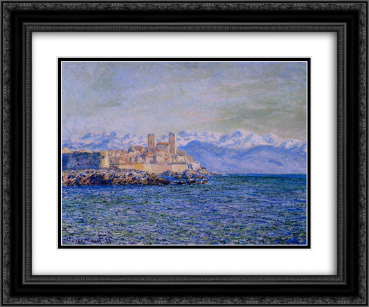 The Old Fort at Antibes 24x20 Black Ornate Wood Framed Art Print Poster with Double Matting by Monet, Claude