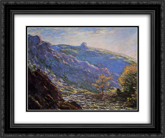 The Old Tree, Sunlight on the Petit Cruese 24x20 Black Ornate Wood Framed Art Print Poster with Double Matting by Monet, Claude