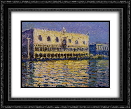 The Palazzo Ducale 2 24x20 Black Ornate Wood Framed Art Print Poster with Double Matting by Monet, Claude