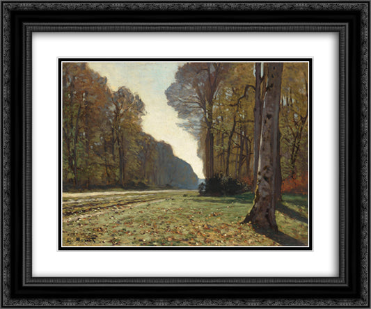 The Pave de Chailly 24x20 Black Ornate Wood Framed Art Print Poster with Double Matting by Monet, Claude