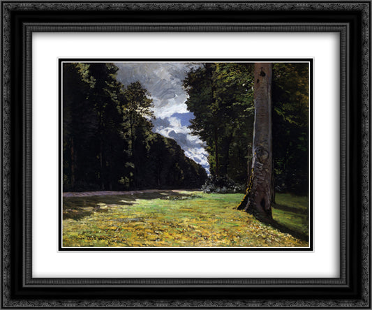 The Pave de Chailly in the Fontainbleau Forest 24x20 Black Ornate Wood Framed Art Print Poster with Double Matting by Monet, Claude