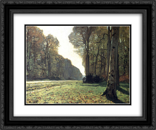 The Pave de Chailly in the Forest 24x20 Black Ornate Wood Framed Art Print Poster with Double Matting by Monet, Claude