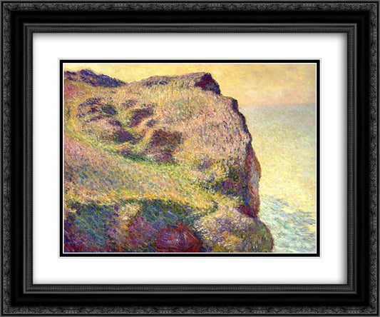 The Pointe du Petit Ailly 24x20 Black Ornate Wood Framed Art Print Poster with Double Matting by Monet, Claude